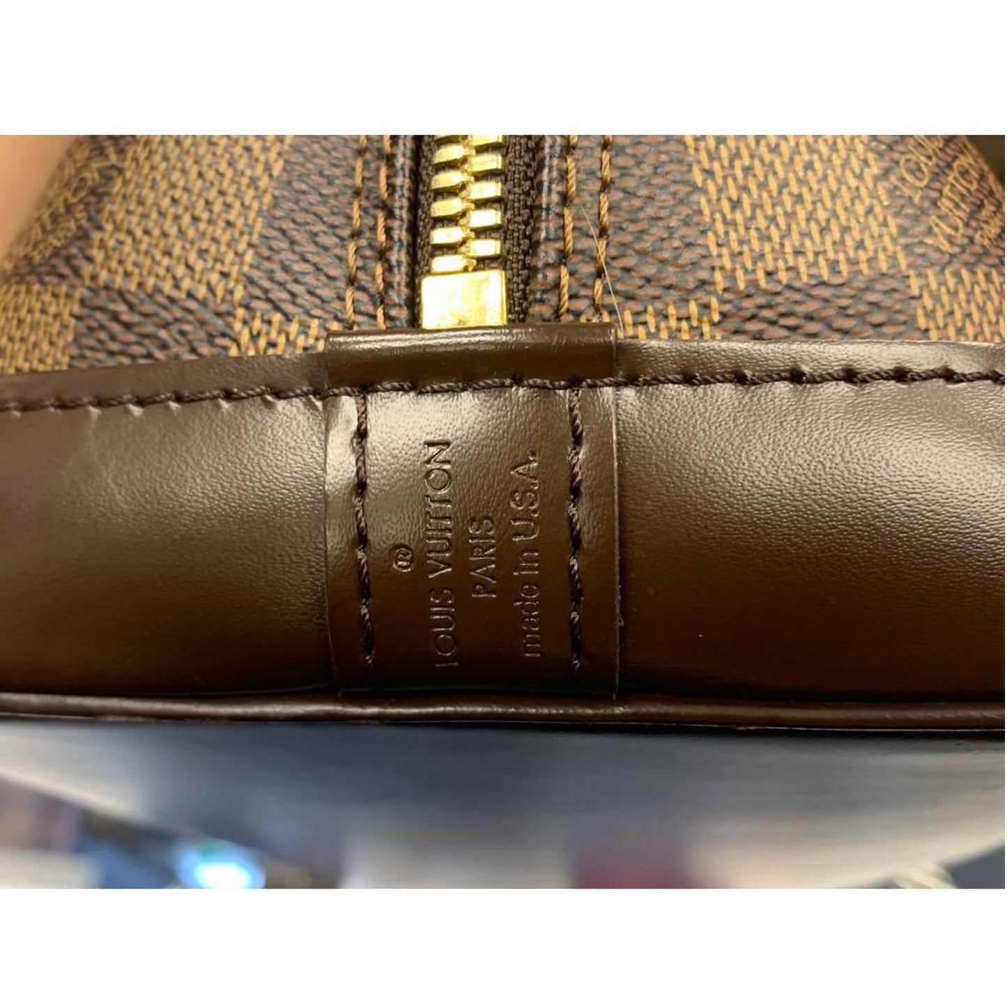 LOUIS VUITTON Alma Damier Ebene Satchel Bag Brown