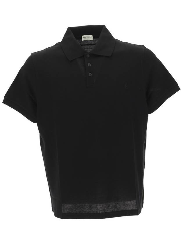 Luxury Saint Laurent Trending 2025 Men's Monogram Cotton Short Sleeve Polo Shirt Black
