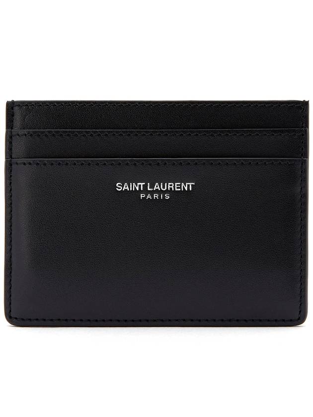 Luxury Saint Laurent Trending 2025 Smooth Leather Classic Logo Card Wallet Black