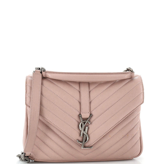 Luxury Saint Laurent Trending 2025 Classic Monogram College Bag Matelasse Chevron Leather Medium