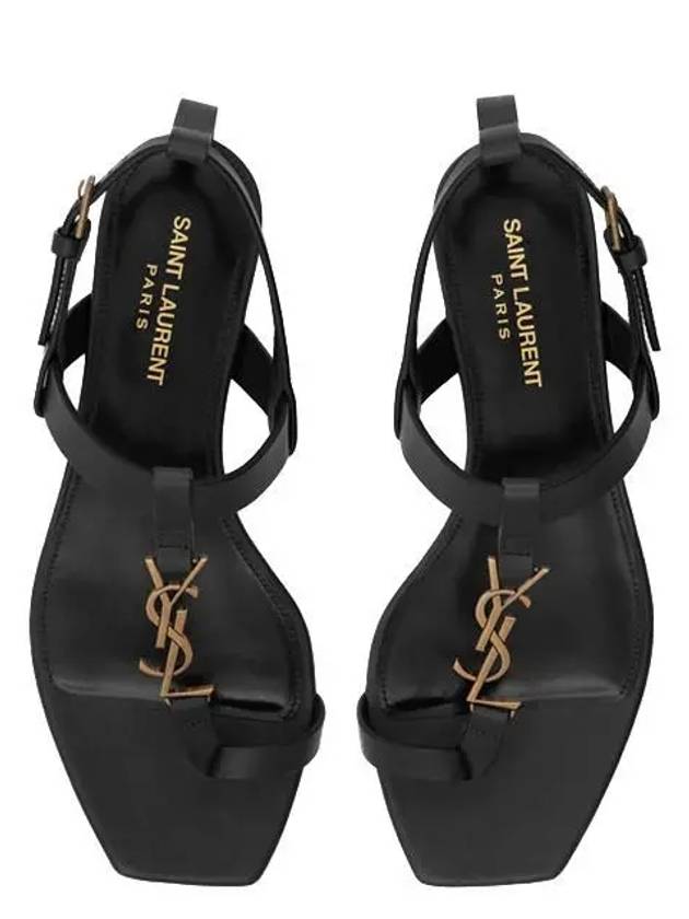Luxury Saint Laurent Trending 2025 Cassandra Smooth Leather Flat Sandals Black