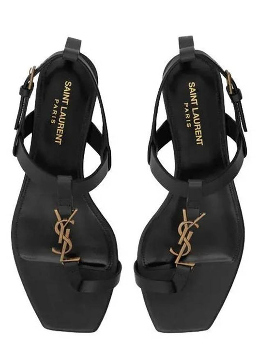 Luxury Saint Laurent Trending 2025 Cassandra Smooth Leather Flat Sandals Black