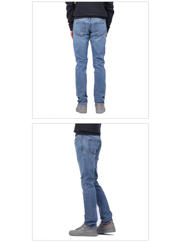 Luxury Saint Laurent Trending 2025 Destroyed Embroidered Logo Jeans Blue