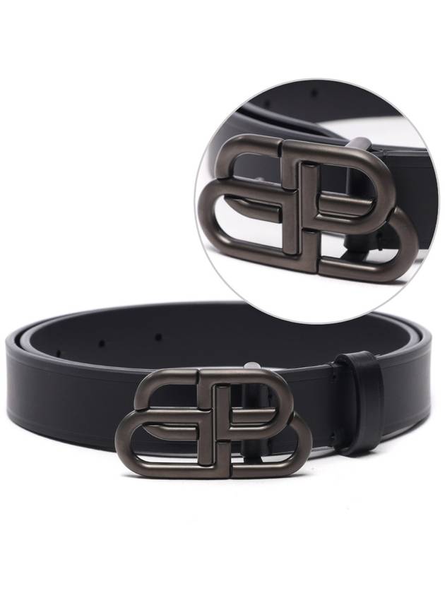 Luxury Balenciaga Trending 2025 BB Logo Thin Calfskin Belt Black