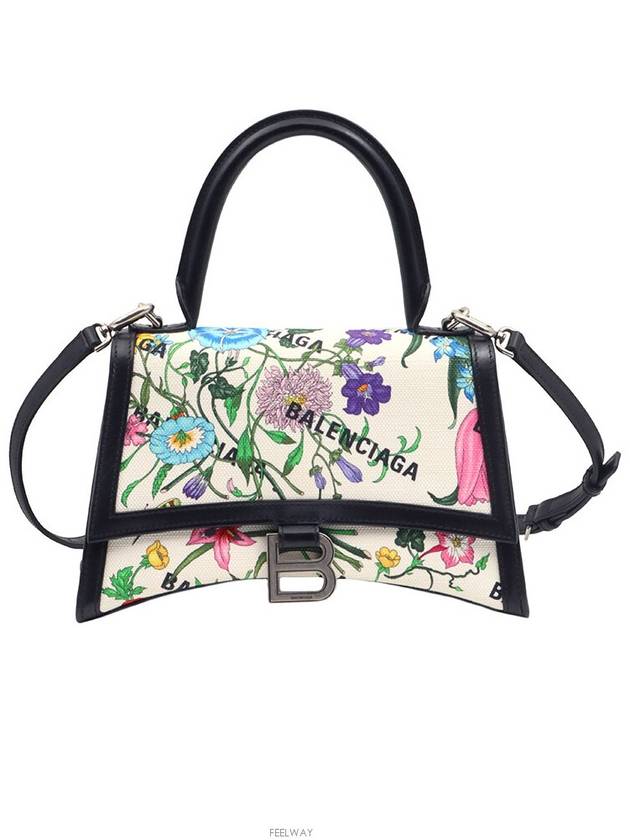 Gucci Luxury Balenciaga Trending 2025 Cotton Canvas Black Leather Hacker Project Flora Small Hour Glass 2WAY