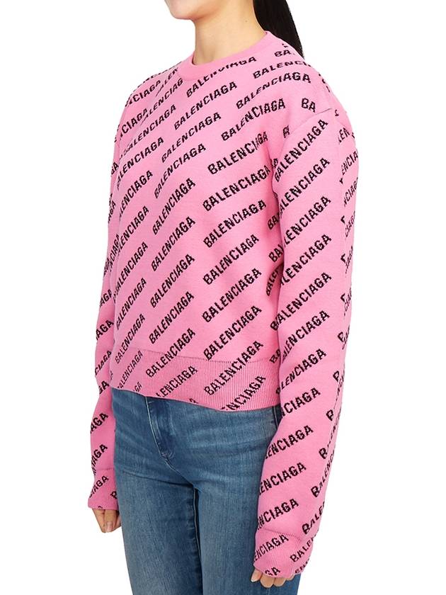 Luxury Balenciaga Trending 2025 Mini All-Over Logo Knit Top Pink