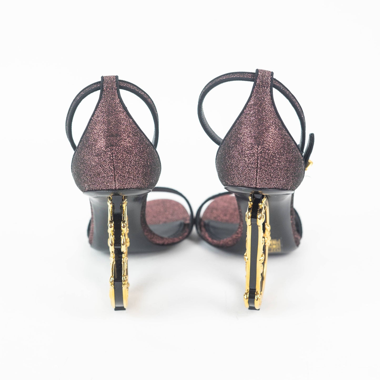 Dolce & Gabbana Jacquard Sandals with Baroque DG Heel