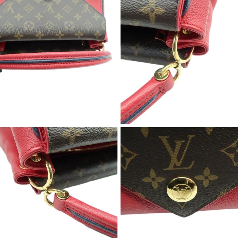 LOUIS VUITTON Double V Monogram Leather Shoulder Bag Cerise