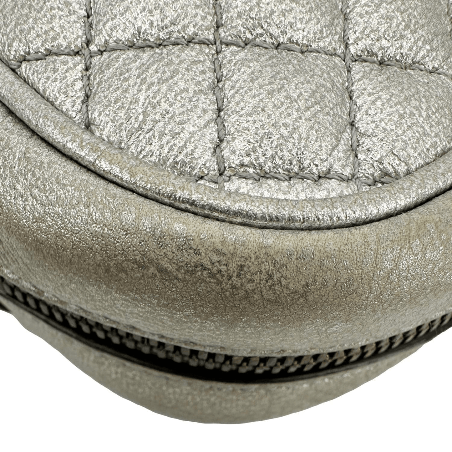 GUCCI GG Small Quilted Leather Shoulder Bag Metallic Silver 541051
