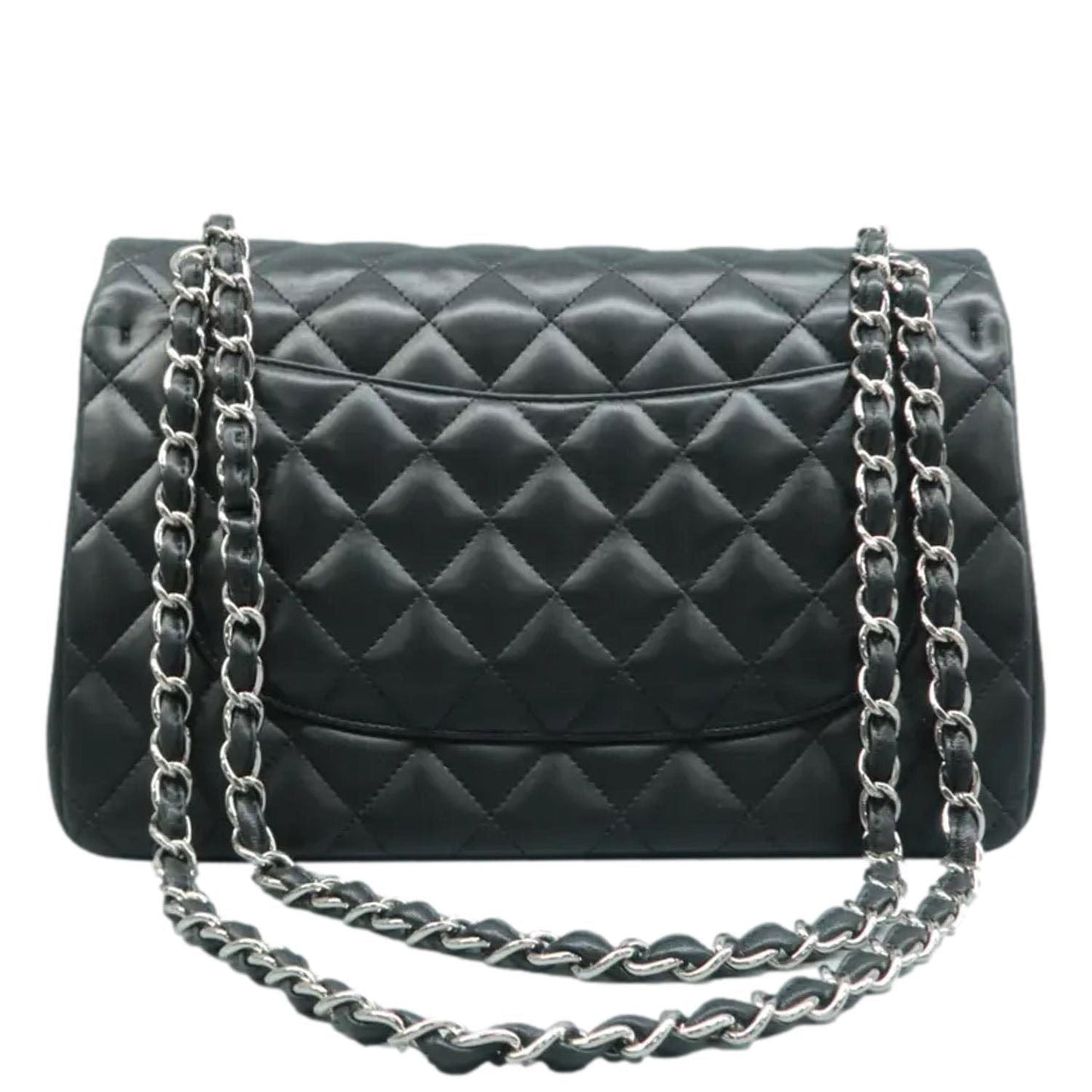 CHANEL Jumbo Classic Double Flap Quilted Leather Shoulder Bag Black