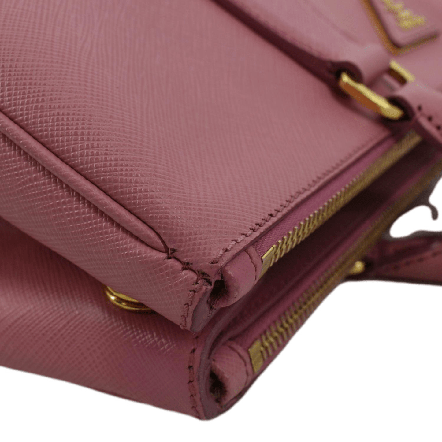PRADA Galleria Double-Zip Medium Saffiano Leather Tote Bag Pink