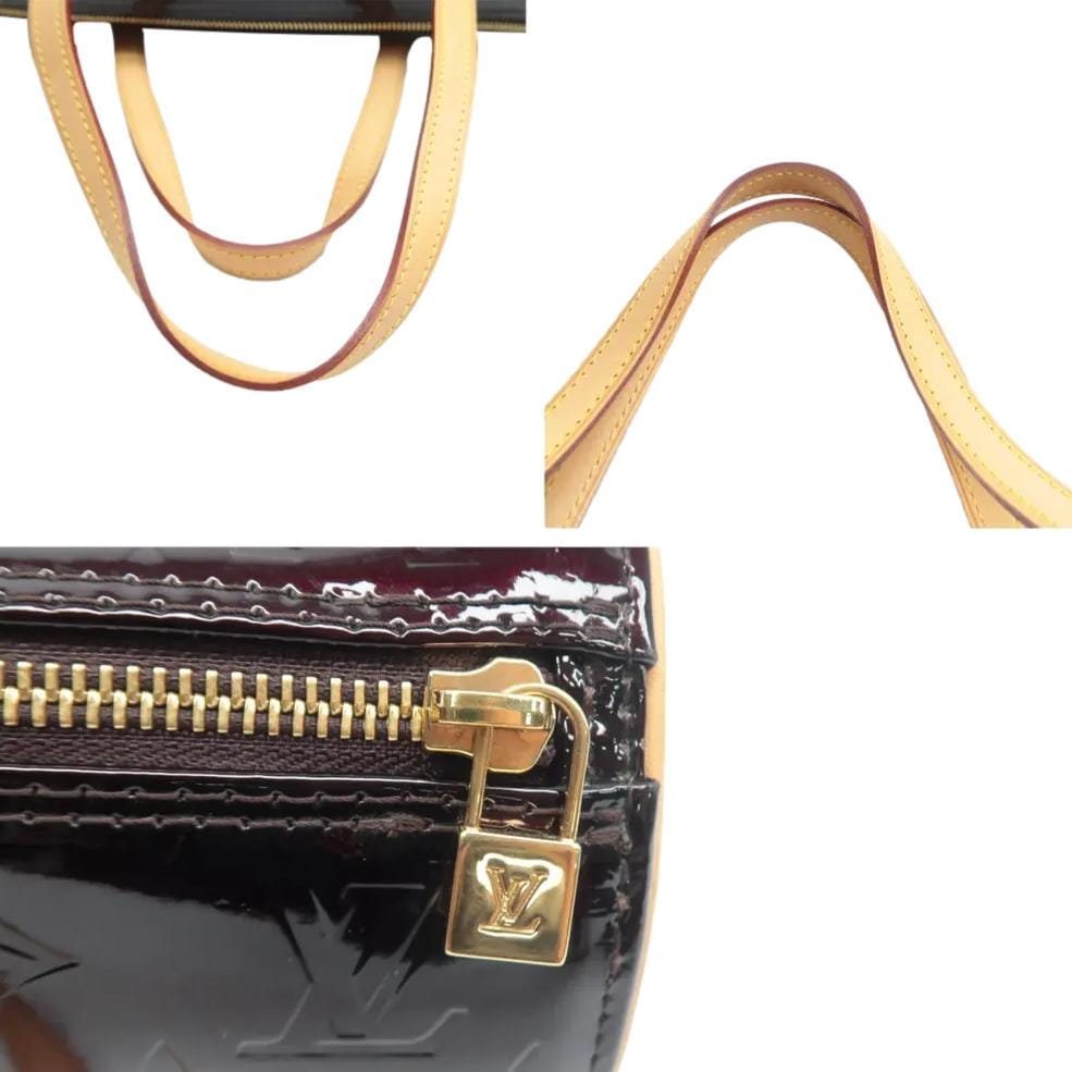 Louis Vuitton Papillon Monogram Patent Leather Shoulder Bag Burgundy