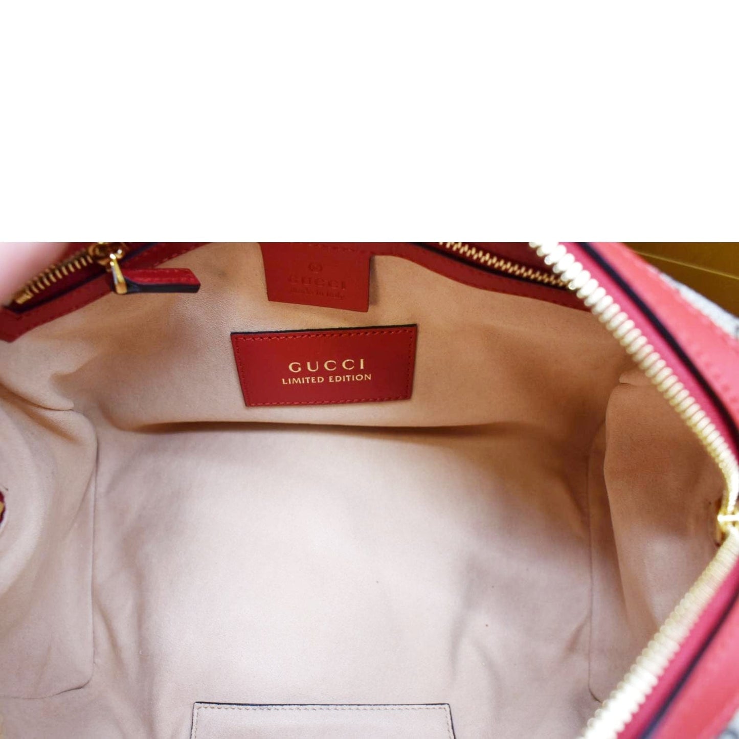 GUCCI Kingsnake Heart Top Handle Leather Boston Bag Beige 409529