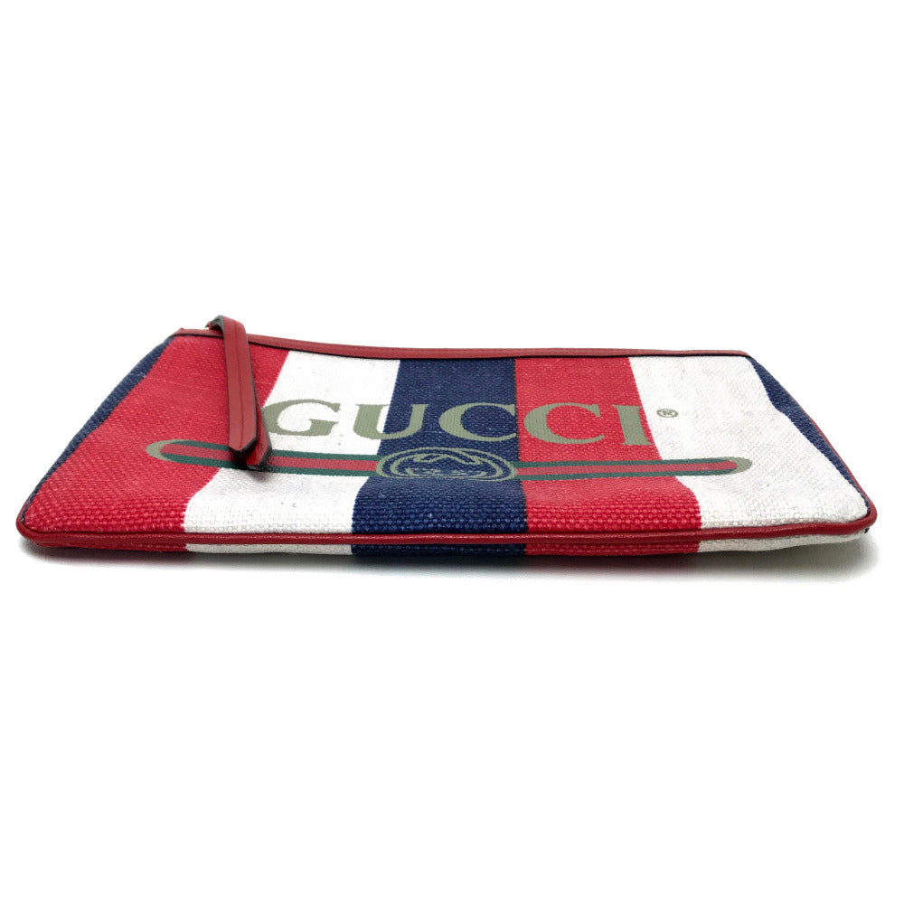 GUCCI Clutch bag 524788 Canvas / leather Red Men's Women Baia de la Silvi stripes unisex(Unisex)