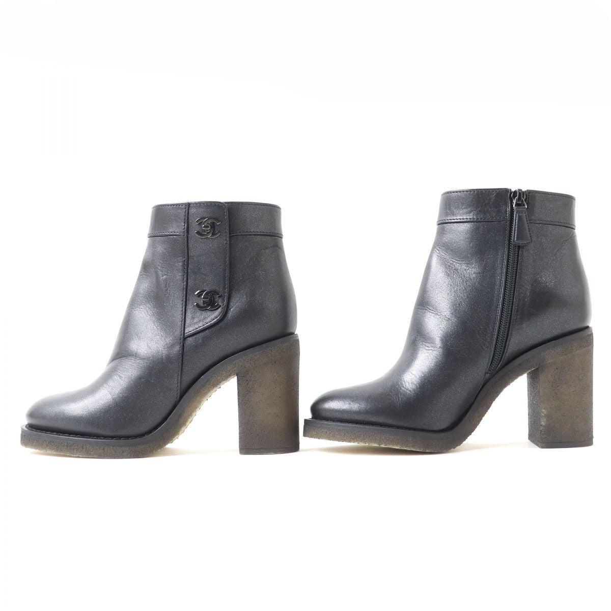 CHANEL boots Main: Leather black Women 37