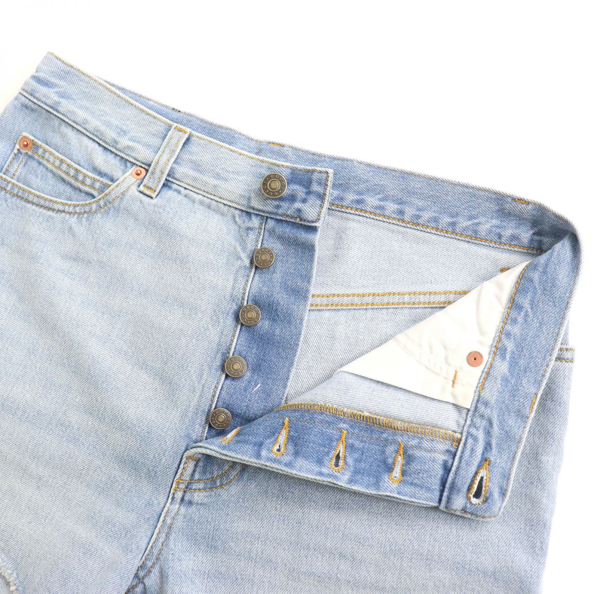 GUCCI Pants Main: 100% cotton, some parts: leather Light blue mens 30