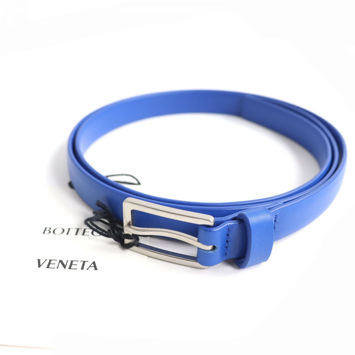 BOTTEGAVENETA belt Main: Leather Blue x Silver Metal mens