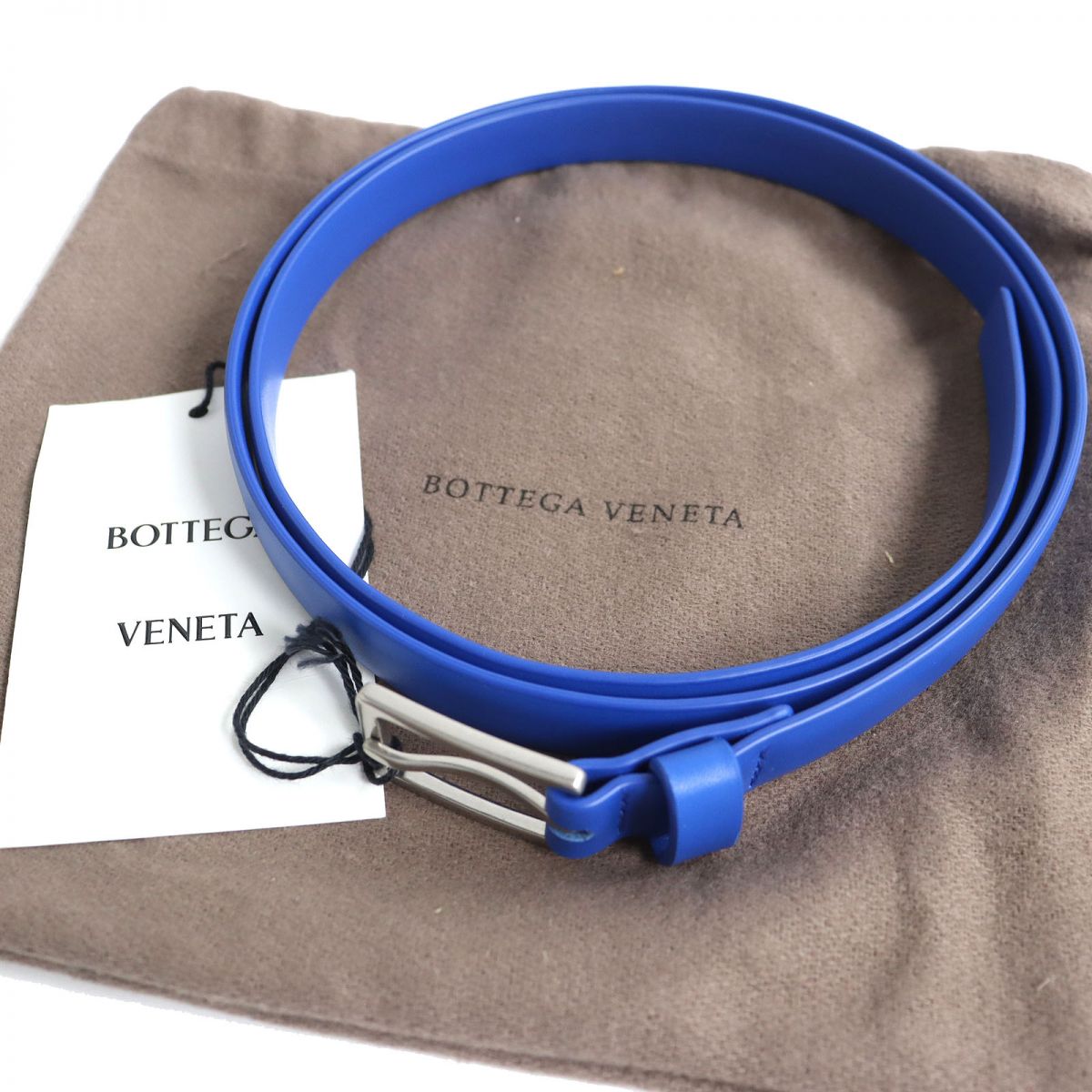 BOTTEGAVENETA belt Main: Leather Blue x Silver Metal mens