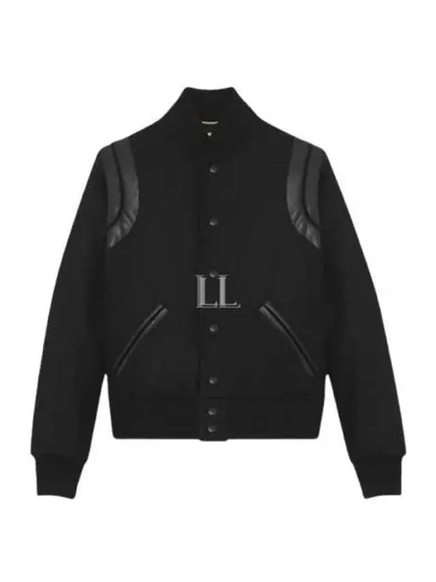 Luxury Saint Laurent Trending 2025 Women's Wool Varsity Bomber Jacket Black