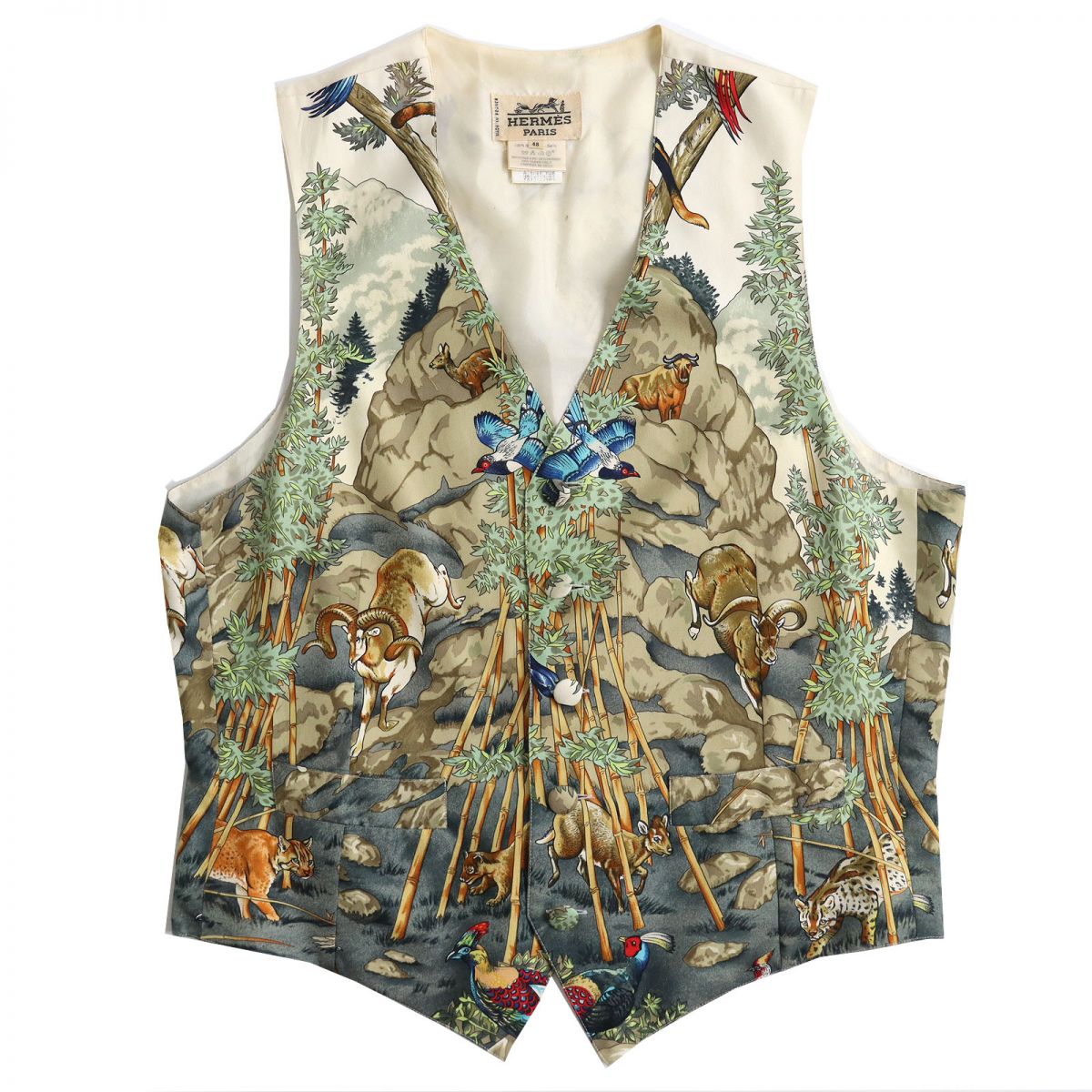 HERMES Vest Main: 100% silk multicolor mens 48