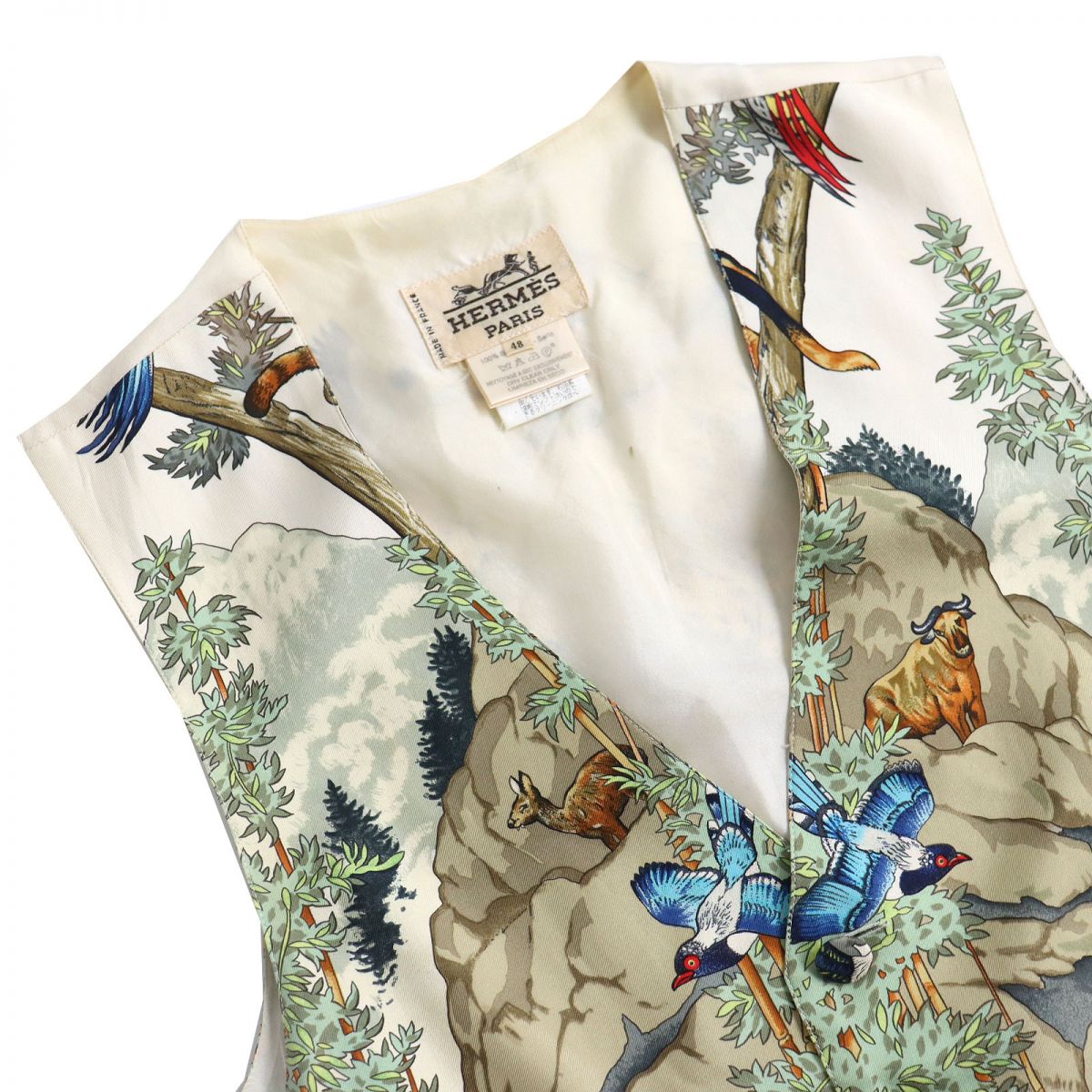 HERMES Vest Main: 100% silk multicolor mens 48