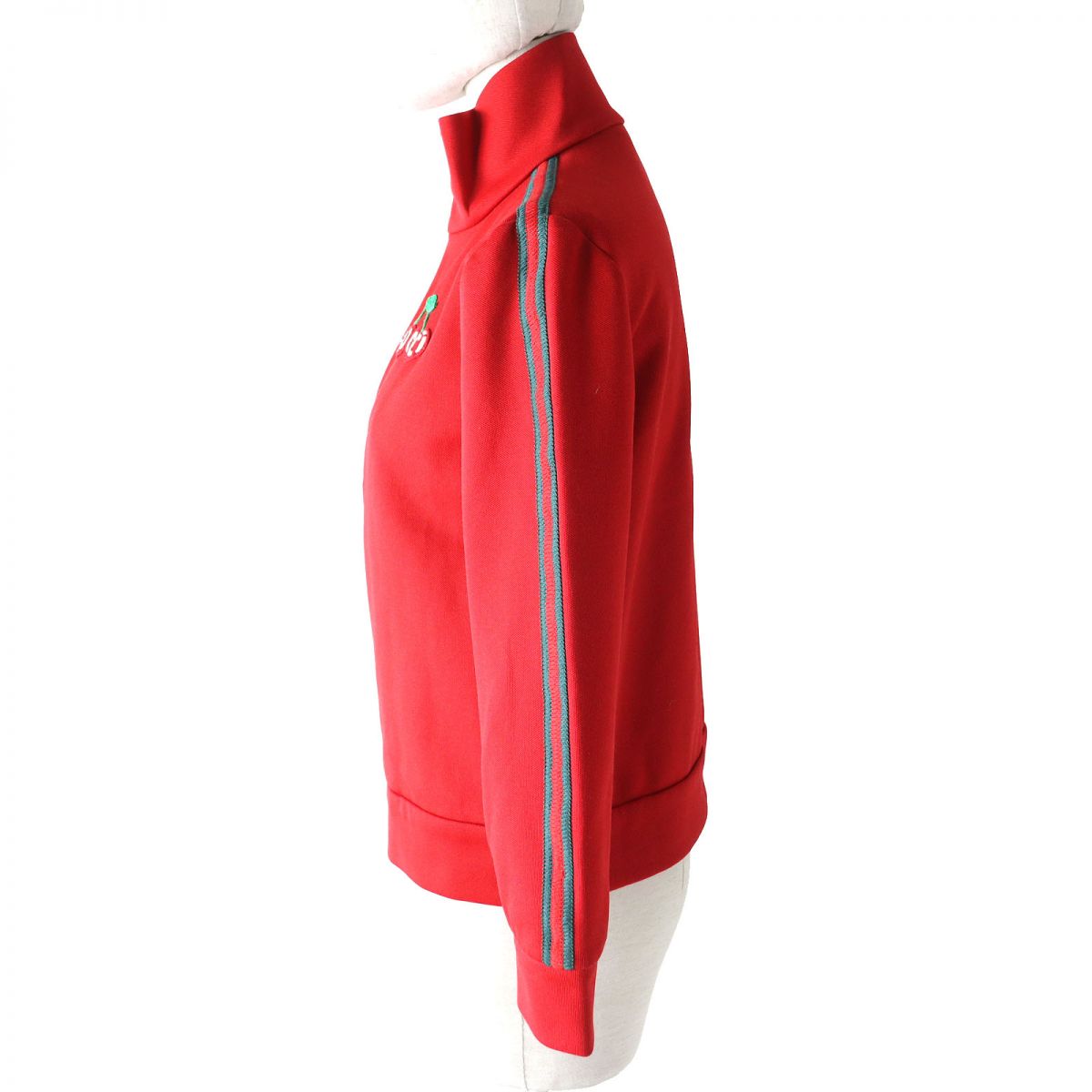 GUCCI Track jacket Outer: 51% polyester, Outer: 49% cotton, Part: 97% cotton, Part: 3% polyester, Part: 50% acrylic Red x green Women XS