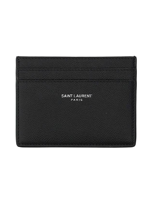 Luxury Saint Laurent Trending 2025 Embossed Leather Card Wallet Black