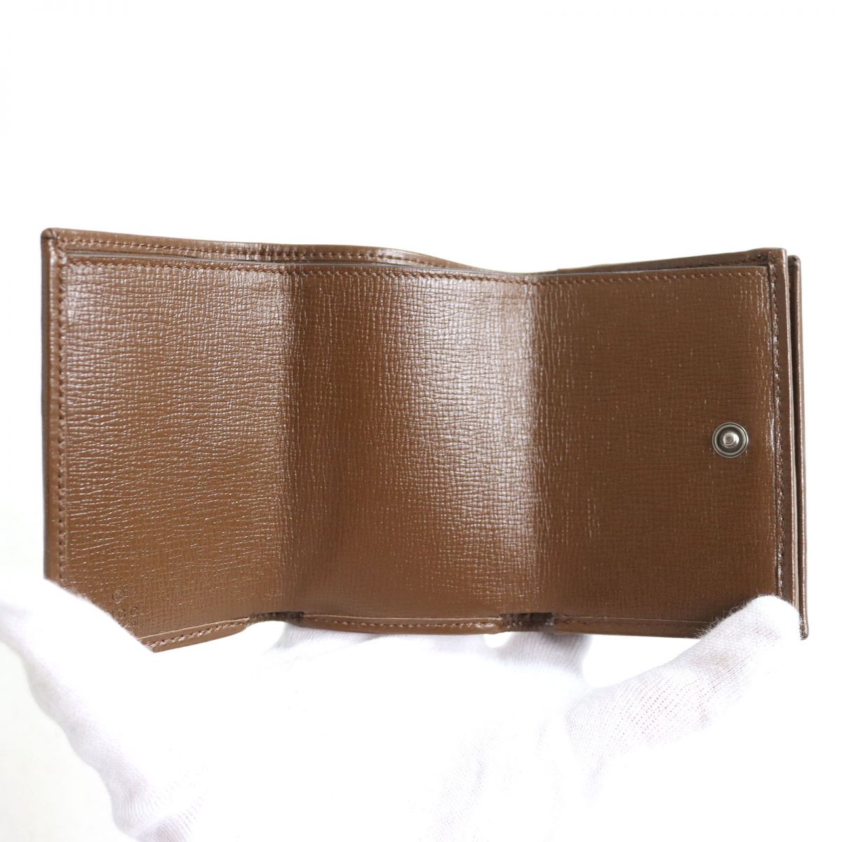 GUCCI Tri-fold wallet canvas Beige x brown