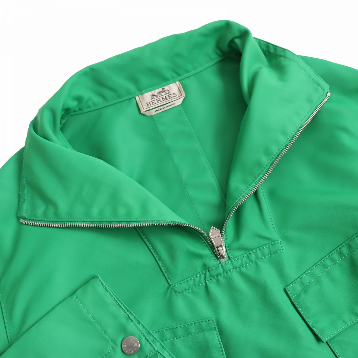 HERMES pullover Nylon green mens 46