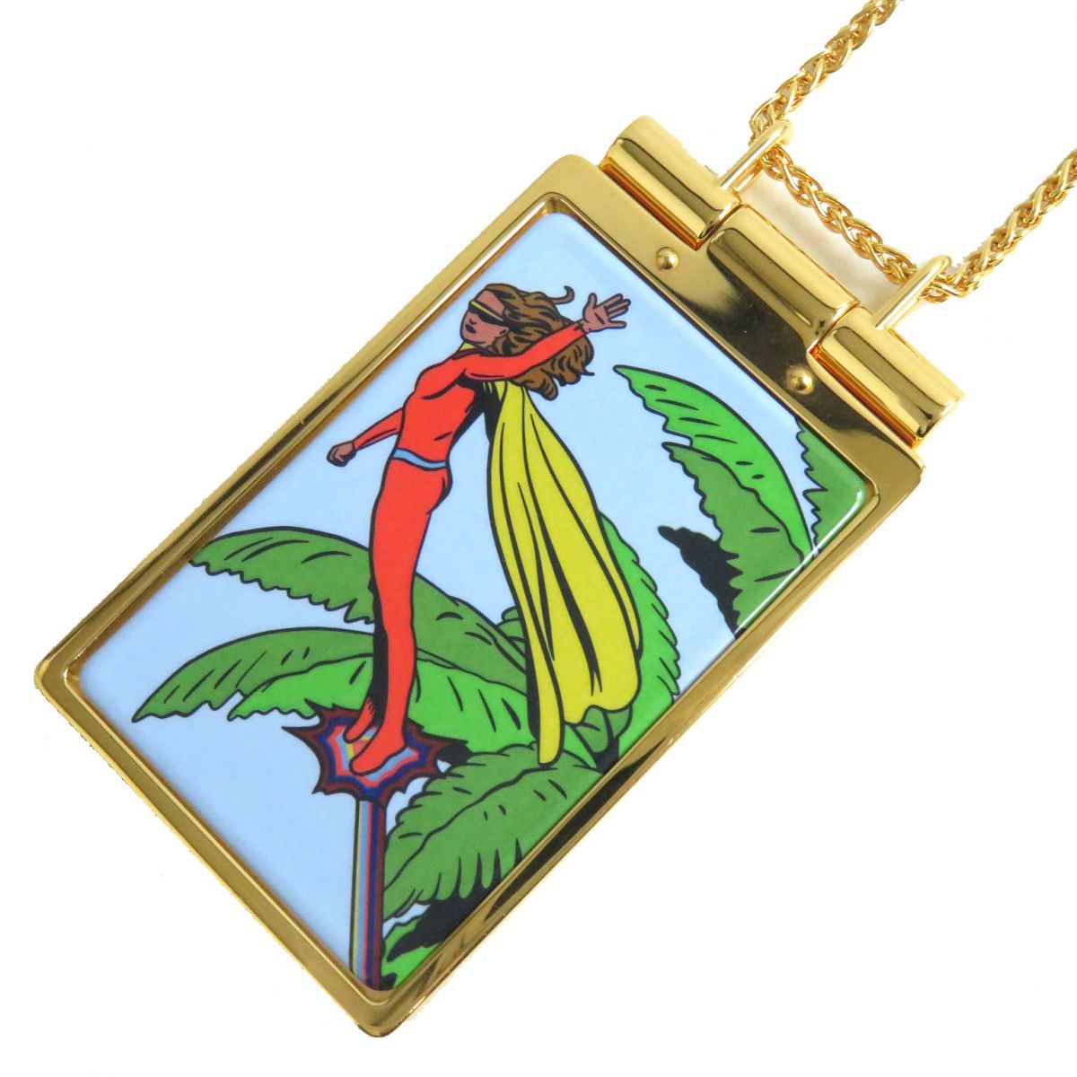 HERMES Necklace Gold Plated Gold x Multicolor Women