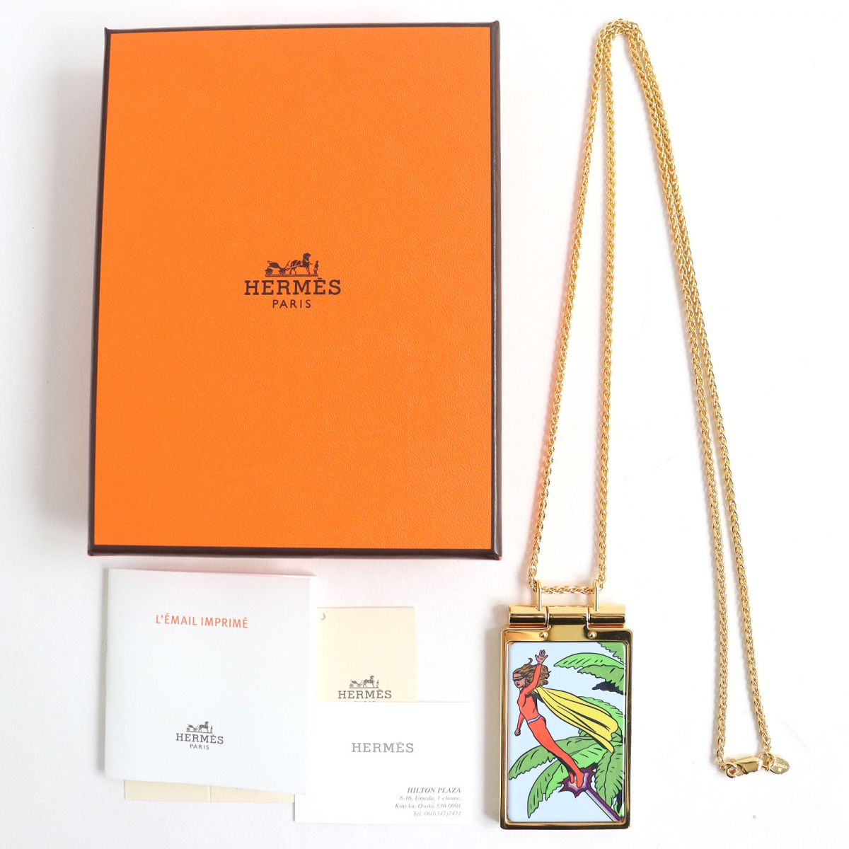HERMES Necklace Gold Plated Gold x Multicolor Women