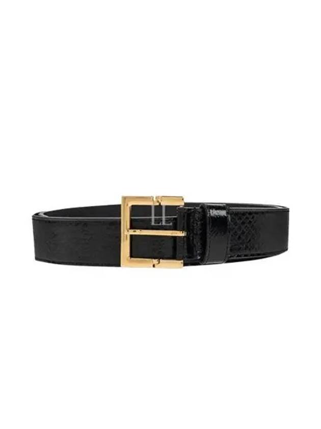 Luxury Saint Laurent Trending 2025 Snake Leather Belt Black