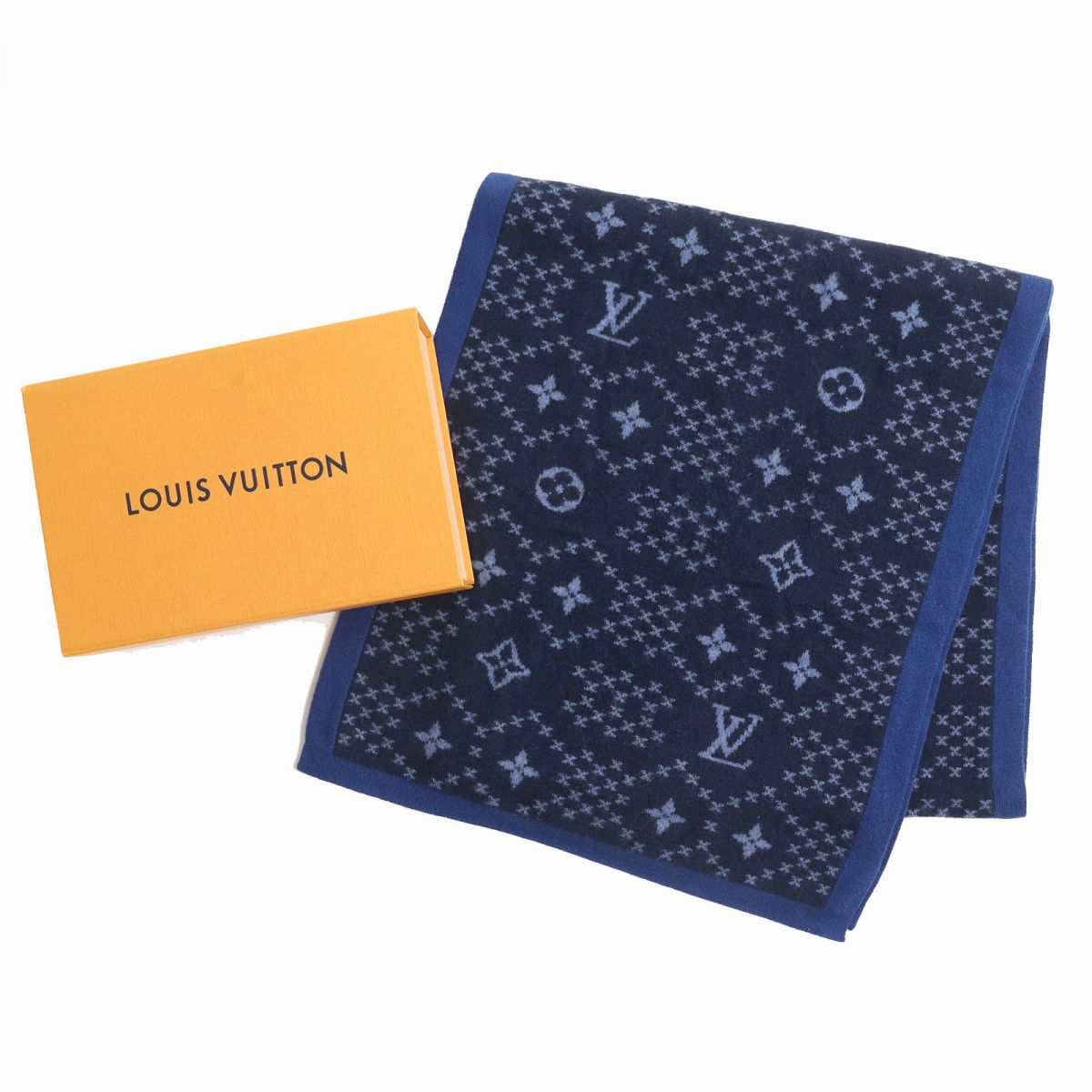LOUIS VUITTON Scarf Main: 100% cashmere Navy blue type mens