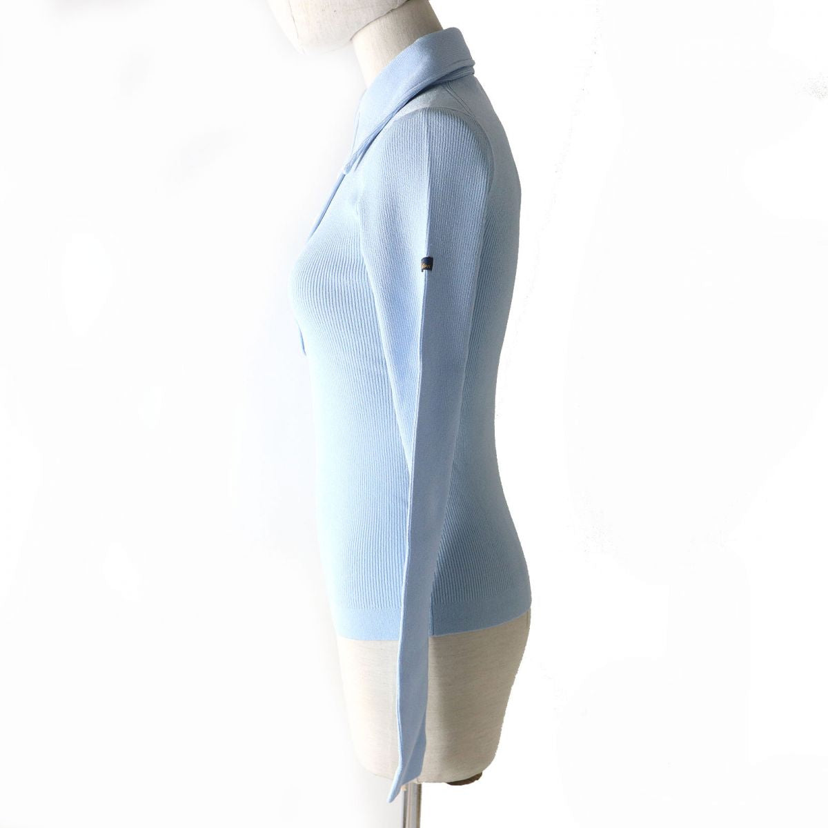 LOUIS VUITTON Long sleeve polo shirt Main: 83% rayon, Main: 17% polyester Blue Glacier Women XS