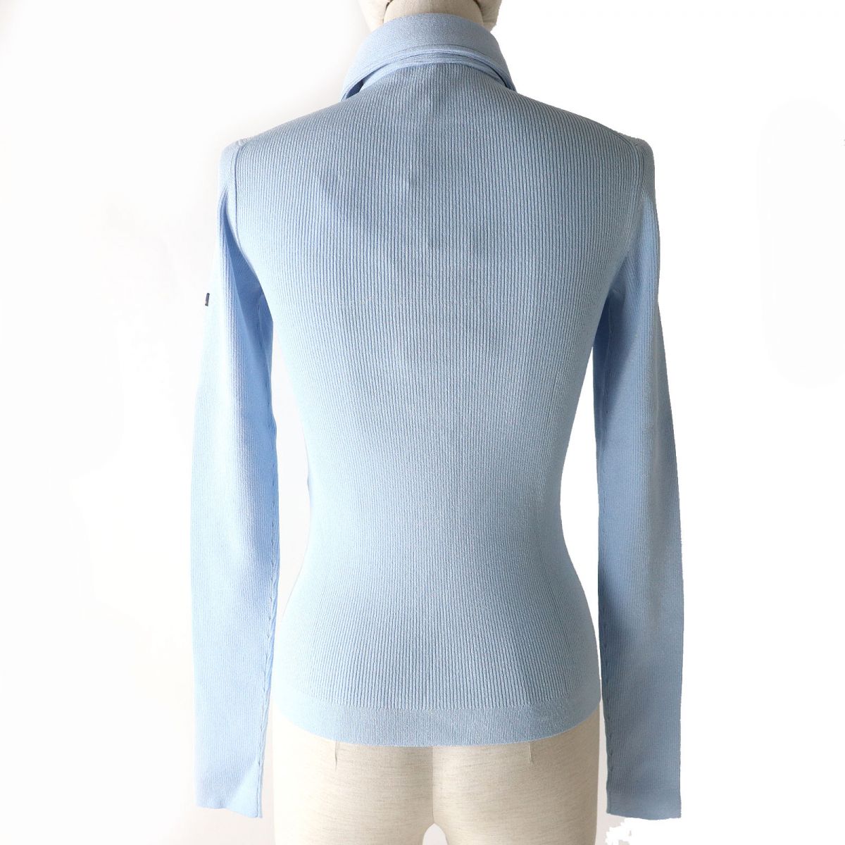 LOUIS VUITTON Long sleeve polo shirt Main: 83% rayon, Main: 17% polyester Blue Glacier Women XS