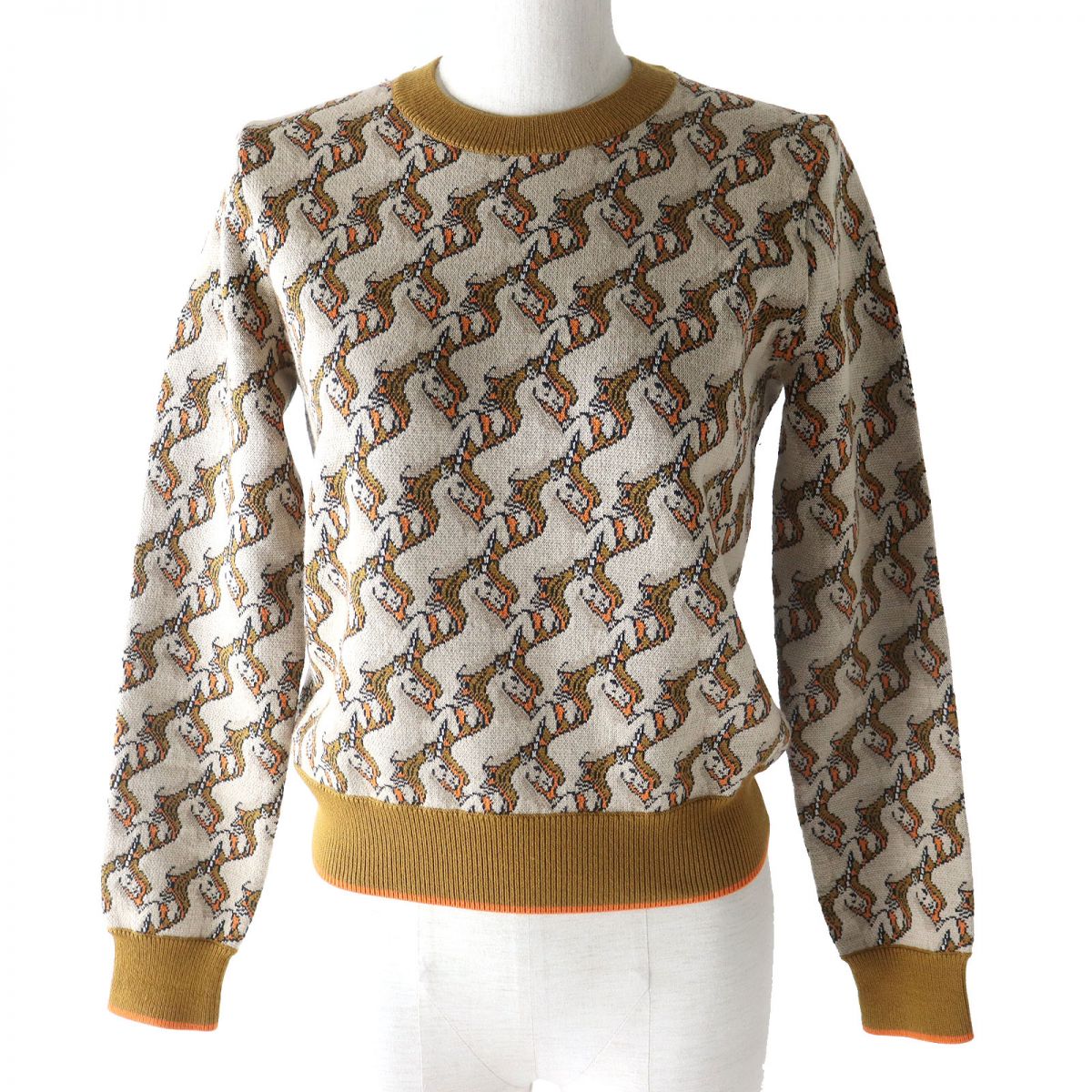 BURBERRY knit Main: 87% wool, Main: 13% polyester Brown x Beige x Orange type Women XS