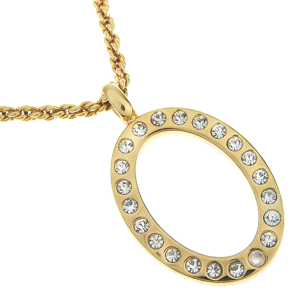 Christian Dior Necklace Plated Gold, Rhinestones gold Circle vintage Women