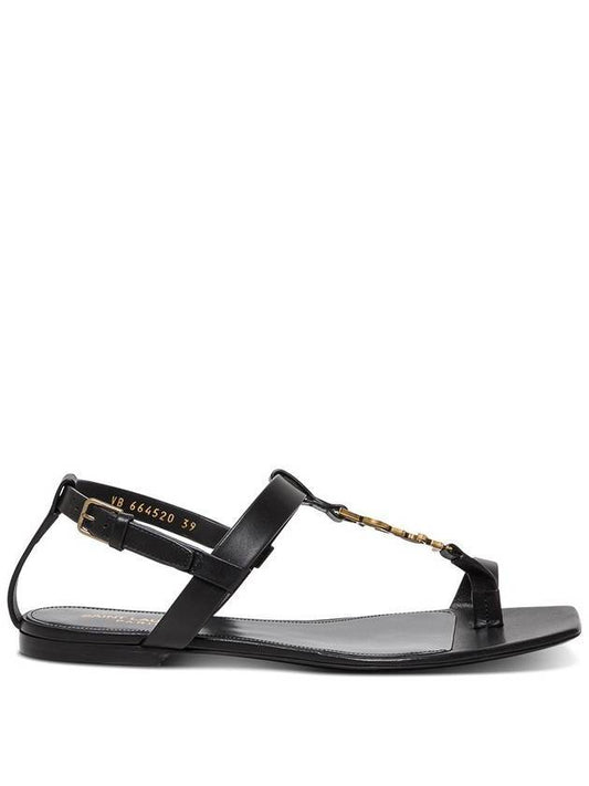 Luxury Saint Laurent Trending 2025 Cassandra Smooth Leather Flat Sandals Black