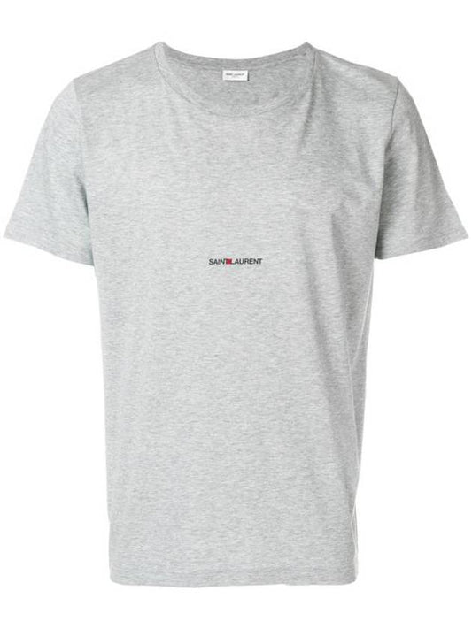 Luxury Saint Laurent Trending 2025 Men's Small Logo Short Sleeve T-Shirt Grey