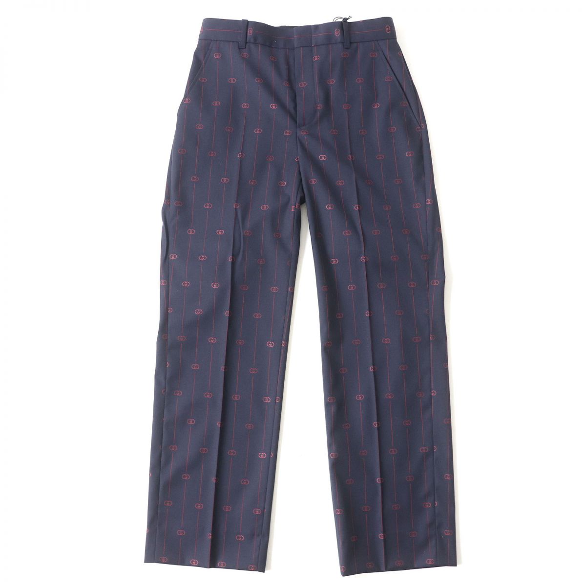 GUCCI Pants Main: 99% wool, Main: 1% silk, Part: 100% polyester Navy x red Women 38