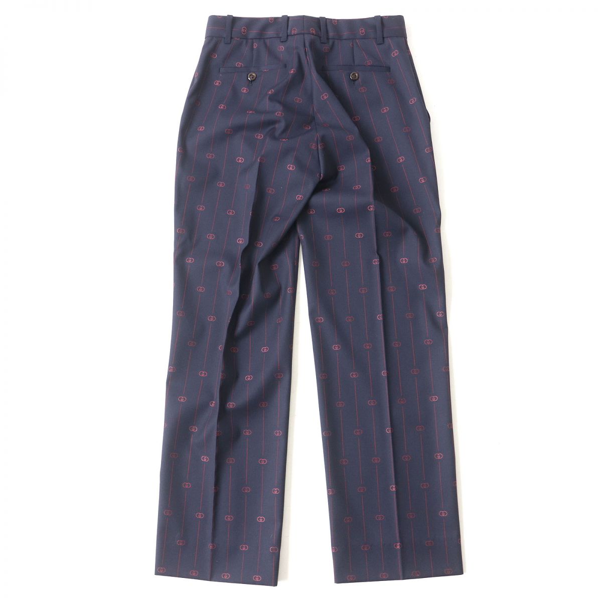 GUCCI Pants Main: 99% wool, Main: 1% silk, Part: 100% polyester Navy x red Women 38