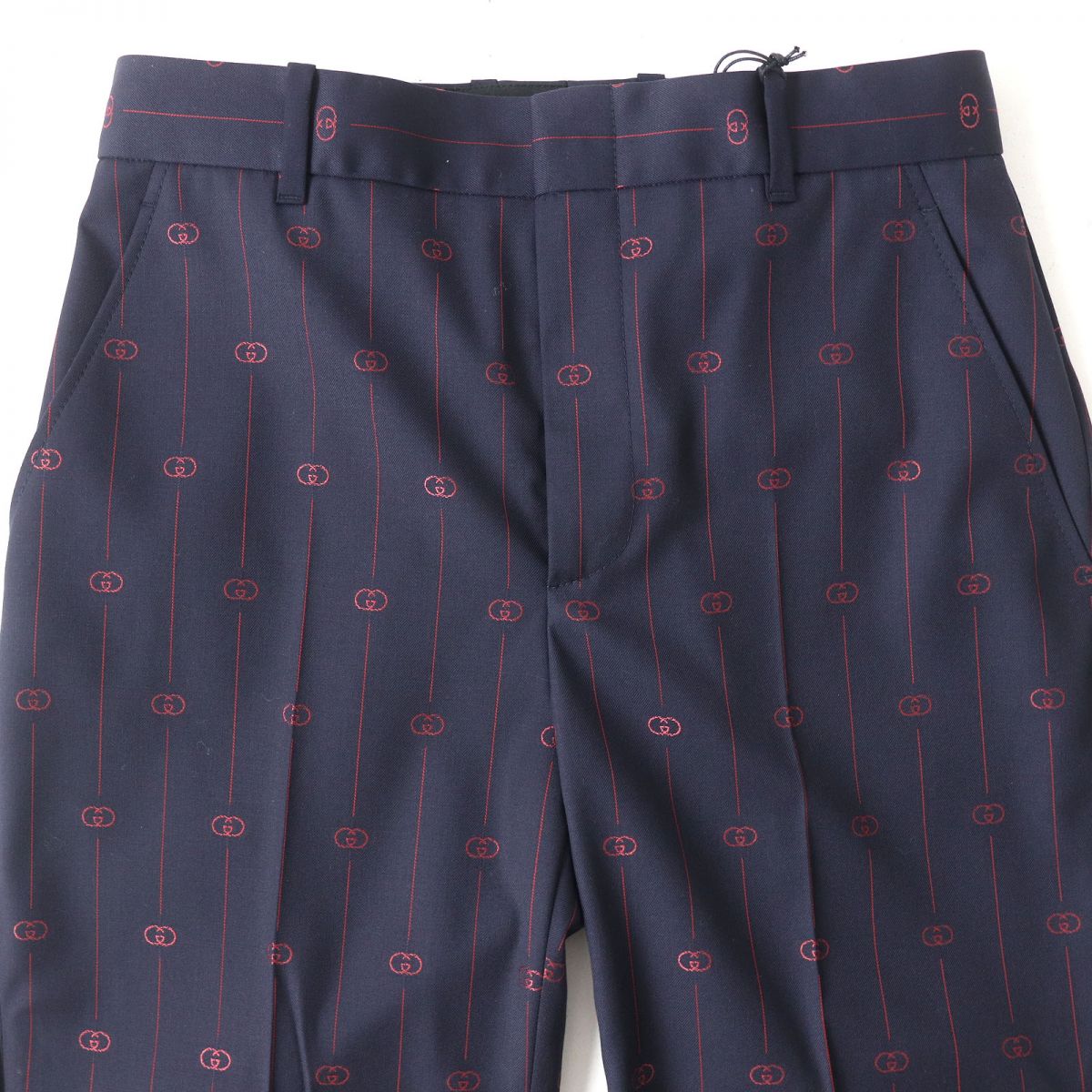 GUCCI Pants Main: 99% wool, Main: 1% silk, Part: 100% polyester Navy x red Women 38