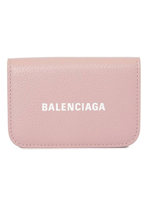 Luxury Balenciaga Trending 2025 Logo Tripold Leather Half-Wallet Pink