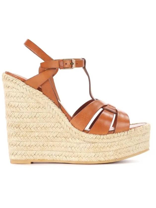 Luxury Saint Laurent Trending 2025 Tribute Espadrille Wedge Heel Brown