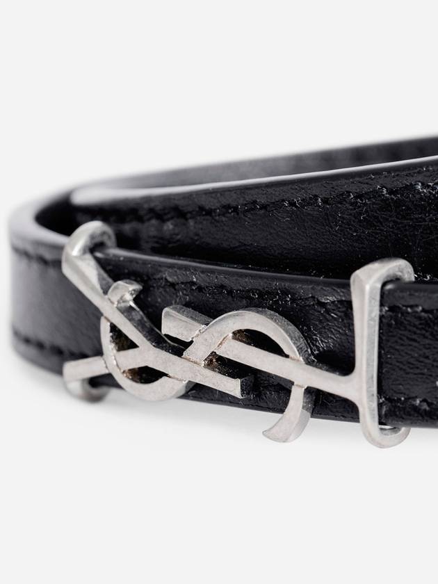Luxury Saint Laurent Trending 2025 Opyum Silver Double Wrap Bracelet Black