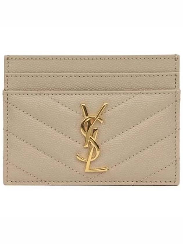 Luxury Saint Laurent Trending 2025 Gold Hardware Matelasse Caviar Leather Card Wallet Dark Beige