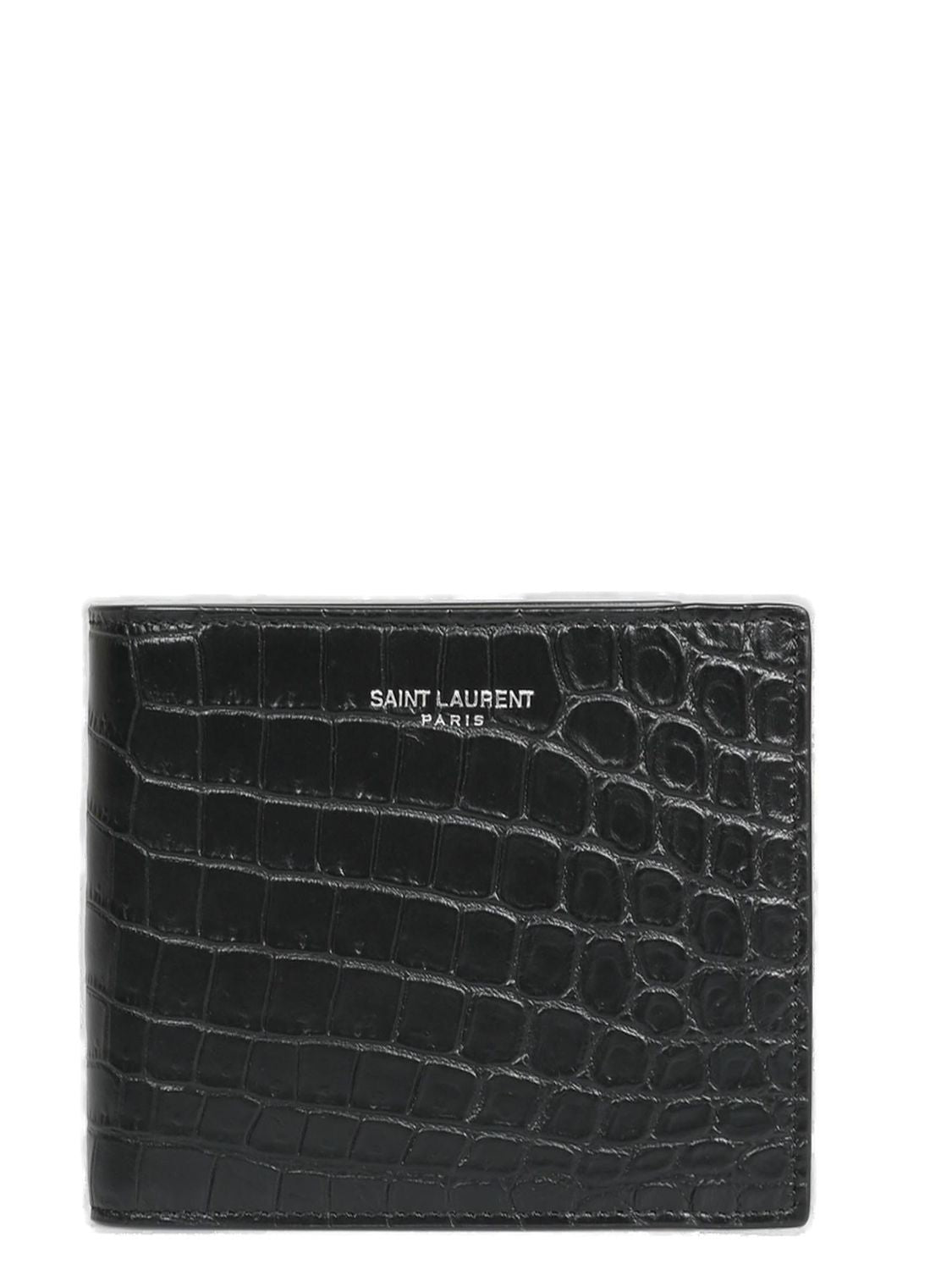 Luxury Saint Laurent Trending 2025 Men's Animal Print Leather Wallet in Nero/Nero | 396303DZEDE1000