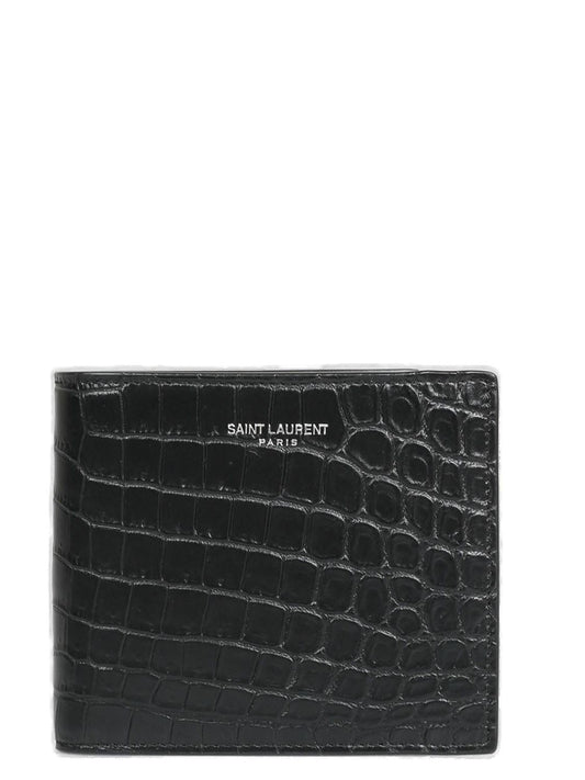 Luxury Saint Laurent Trending 2025 Men's Animal Print Leather Wallet in Nero/Nero | 396303DZEDE1000