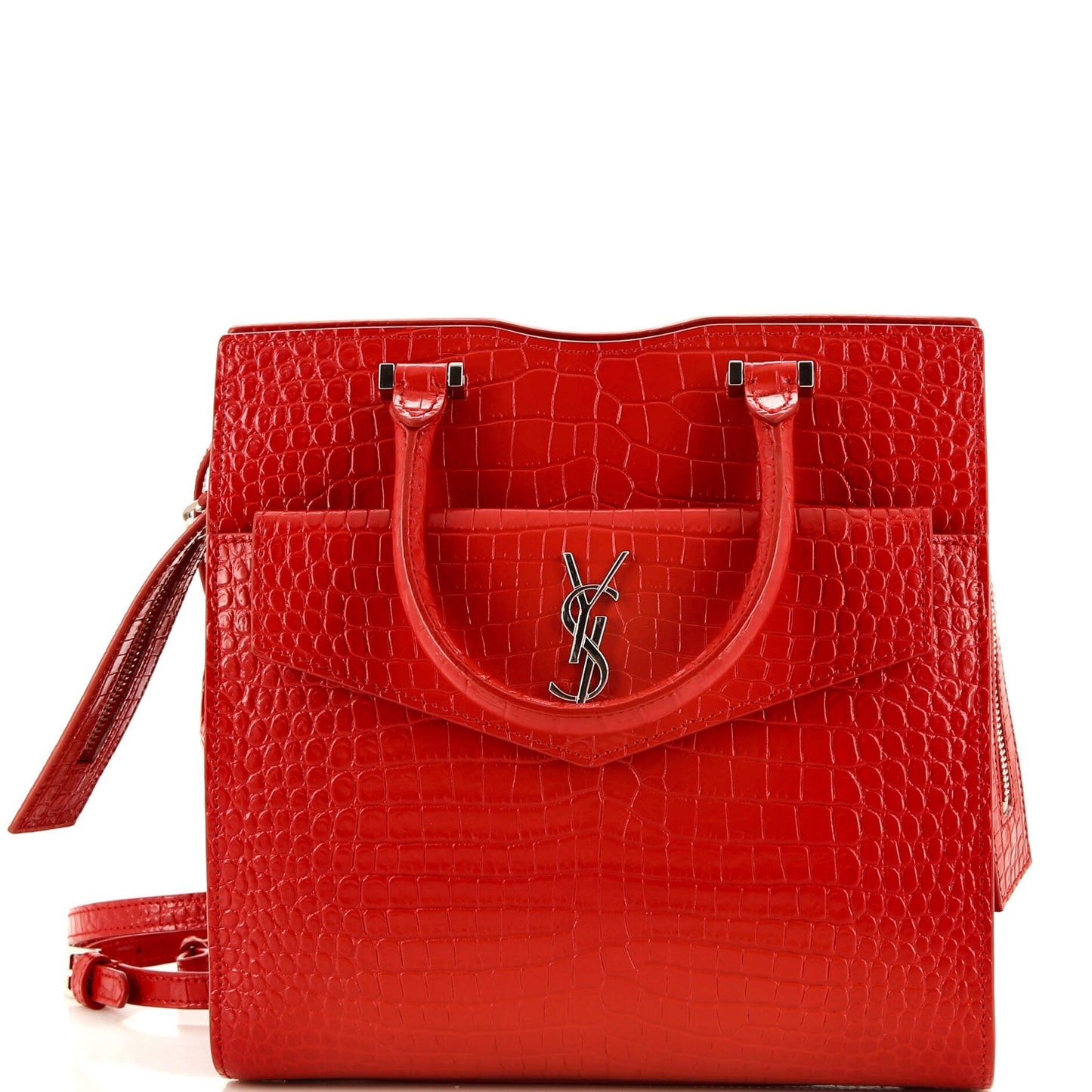 Luxury Saint Laurent Trending 2025 Uptown Tote Crocodile Embossed Leather Small