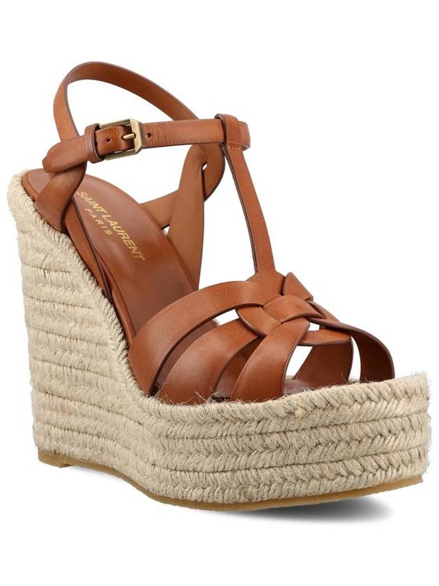 Luxury Saint Laurent Trending 2025 Tribute Espadrille Wedge Heel Brown